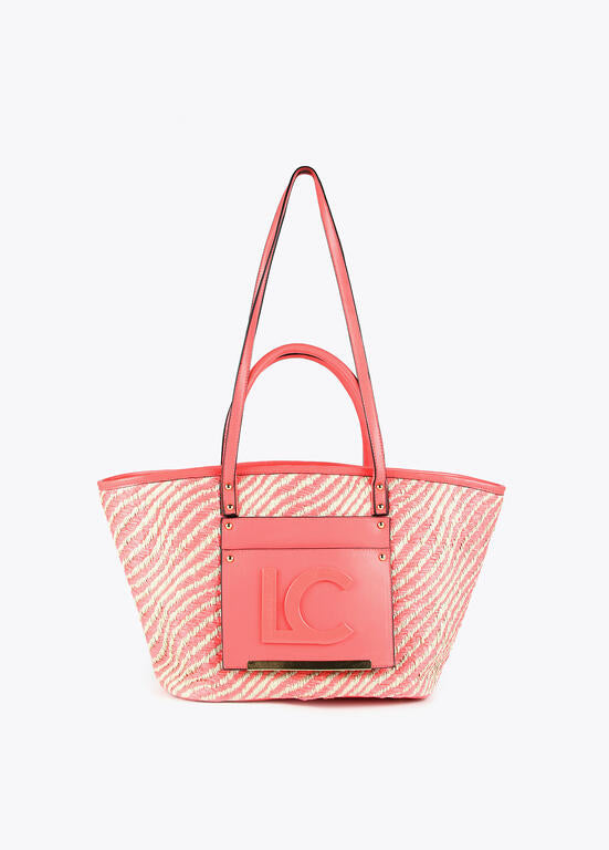 Bolso shopper rafia coral Lola Casademunt