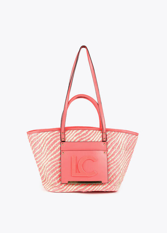 Bolso shopper rafia coral Lola Casademunt