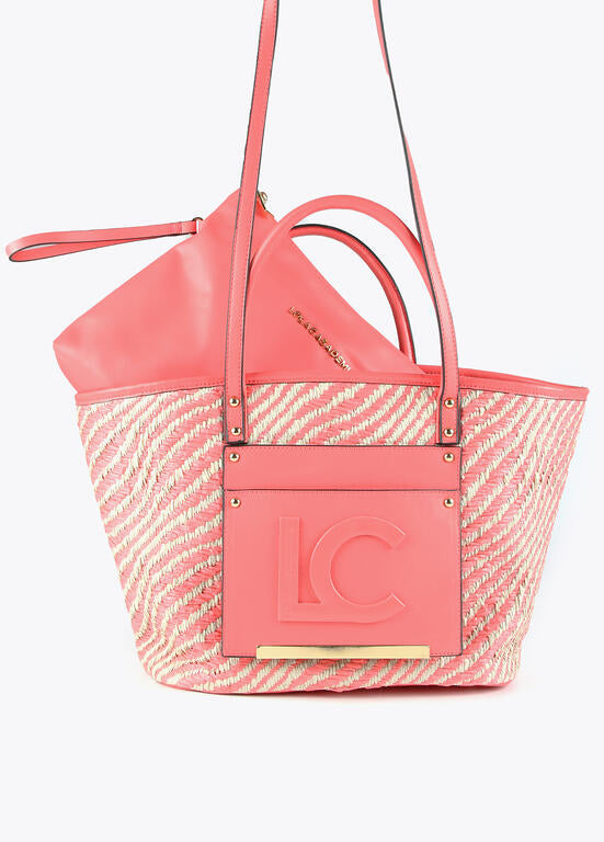 Bolso shopper rafia coral Lola Casademunt