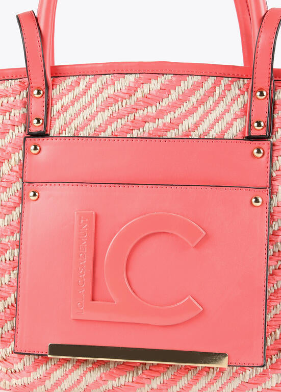 Bolso shopper rafia coral Lola Casademunt